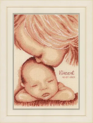 Obrázek produktu pro Balení křížkové výšivky Vervaco "Kinderliebe", 21x28cm, počítaný vzor