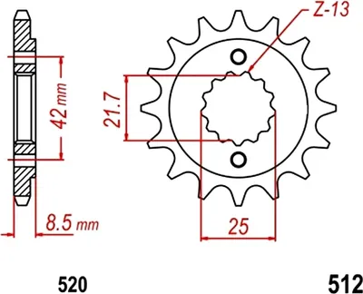 Obrázok produktu pre Predné hnacie koleso 16T pre KAWASAKI GPZ 500 S