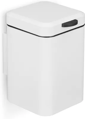 Imagen del producto de Contenedor de residuos de 3 litros - Montaje en pared - Cierre suave - Acero inoxidable - Cubeta interior - Para el baño - Color blanco