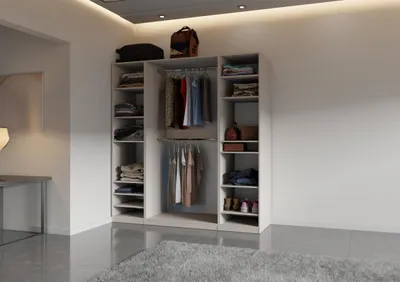 Produktbild von Kleiderschrank 200 cm TRES G ohne Türen – offenes Schranksystem mit Regalen & Kleiderstange CASHMERE