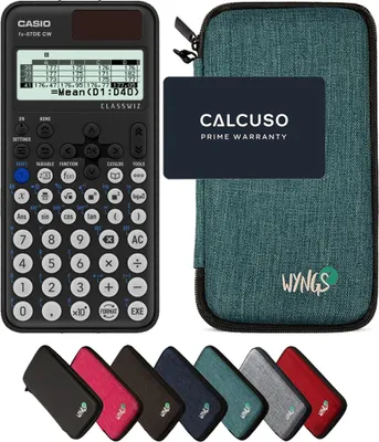 Produktbild von Casio fx-87DE CW ClassWiz inkl. WYNGS Schutztasche Türkis - Wissenschaftlicher Taschenrechner - Basic Set