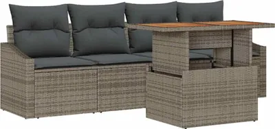 Obrázek produktu pro vidaXL Zahradní sedací souprava s polštáři 5 ks Grey Poly Rattan