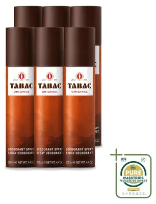 Image de 6 sprays déodorants anti-transpirants "Original Tobacco", 200 ml - Pack de 6