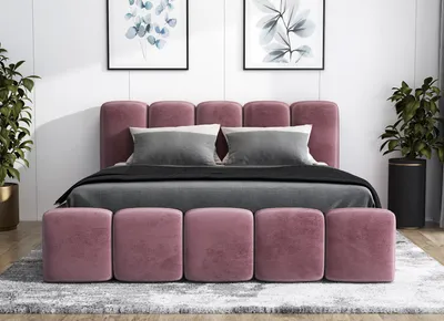Produktbild von Polsterbett SON-OM   mit Bettkasten und Metallgestell 160 x 200 cm. Modernes Doppelbett mit Stauraum, ohne Matratze. Farbe: Rosa