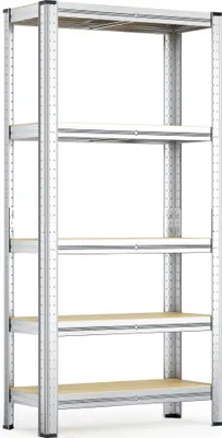 Obrázok produktu pre Wiltec regály pre vysoké zaťaženie 75x30x154cm, celkové zaťaženie 875kg, pozinkovaný oceľový regál bez skrutiek, nákladný regál s 5 policami, dielenské regály