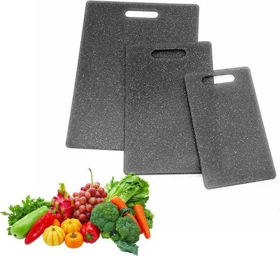 Zdjęcie produktu dla Zestaw desek do krojenia Famanu, 3 sztuki - antypoślizgowe, plastikowe, czarne