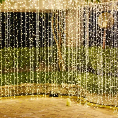 Produktbild von ACA Weihnachtsbeleuchtung 360° LED-Lichtervorhang, 20 Stränge x 18 LEDs, warmweiß, inkl. Netzteil, erweiterbar auf max. 2 Sets, Schutzart IP44, 200 x 200 cm transparentes Kabel, X08360121