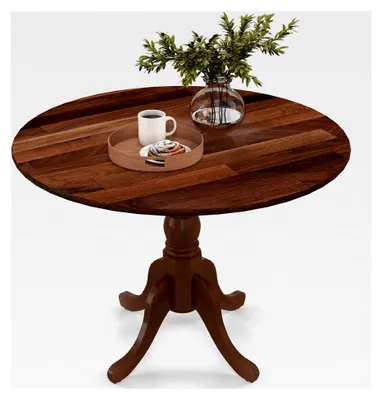 Produktbild von Runder Esstisch 100 cm, Küchentisch aus Massivholz, Esszimmertisch für 4 Personen, Holztisch für Esszimmer und Küche, 100 x 100 x 73 cm (Walnuss)