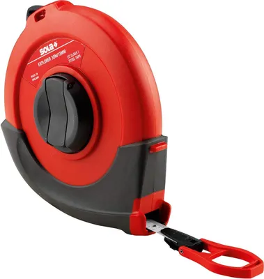 Image de Sola, modèle SO50080601, ruban de mesure professionnel de acier avec capsule Explorer, 50 mètres x 13 mm, idéal pour les mesures dans la construction et la topographie.