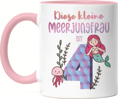 Produktbild von Diese Kleine Meerjungfrau Ist 4 Tasse Rosa Geburtstagsgeschenk 4. Geburtstag Süßes Motiv