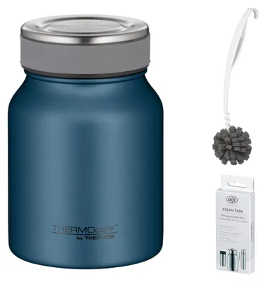 Immagine prodotto di THERMOS TC FOOD JAR 0,50 l Thermobecher night blue mat – Vorteilsset mit Reinigungsbürste CLEAN FIX 30 cm | HAN 4077342050 | EAN 5010576978325