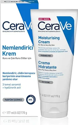 Produktbild von CeraVe Moisturizing Cream, Frauen, All ages, trockene Haut, normale Haut, Feuchtigkeitsspendend, Topf, Aqua / Water / Eau, Glycerin, Cetearyl Alcohol, Caprylic/capric Triglyceride, Cetyl Alcohol,...