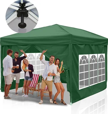 Obrázek produktu pro Clanmacy skládací altán altány a párty stany 3x3m, zahradní stan pro zahradní terasu oslavy party, vodotěsný s okny, se 4 stranami zelený