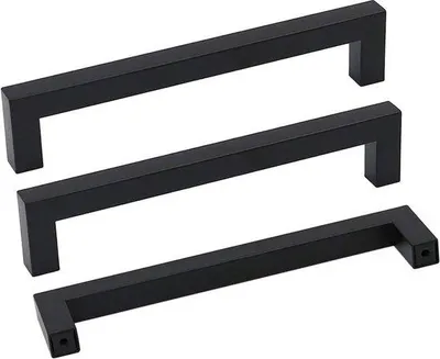 Immagine prodotto di Ganci da cucina, supporti da cucina, neri, supporti per mobili, acciaio inossidabile, maniglie di carico, distanza 160 mm, supporti da cucina, 15 pezzi