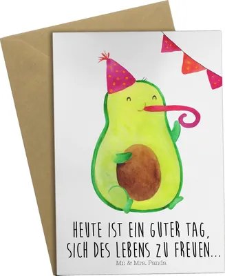 Produktbild von Mr. & Mrs. Panda babykarte Avocado Party - Weiß - Geschenk, osterkarten, einladungskarten, weihnachtskarten, glückwunschkarten, hochzeitskarten, Happy Birthday, Glücklich