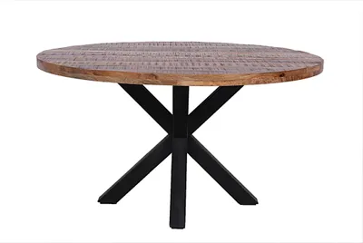 Produktbild von Runder Esstisch Spider Ø 110 cm Mango Massivholz mit Stahlgestell