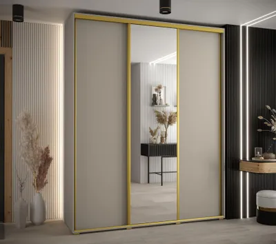 Produktbild von Kleiderschrank INDIRA 3 - 190/45 cm, Kaschmir/Gold