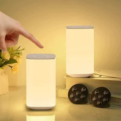 Zdjęcie produktu dla Lampka nocna LED rgb 256 kolorów dotykowa z pilotem zestaw 2 szt