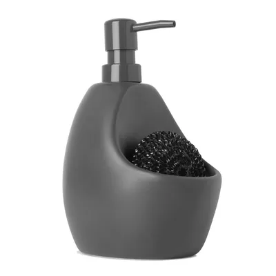 Produktbild von Seifenspender mit Spülschwamm-Halterung, keramik, grau, 740ml