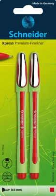 Produktbild von Schneider Premium-Fineliner Xpress rot, Blisterkarte mit 2 Stück
