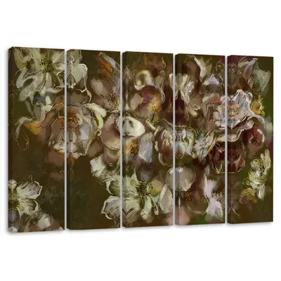 Produktbild von 5-teiliges leinwandbild irisblüte 200x100 cm Feeby braun wandbild bereit zum aufhängen