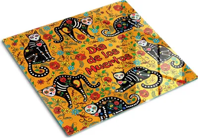 Obrázek produktu pro Kryt varné desky – Kryt na indukční desku – Ochranná skleněná deska – 60x52 cm – Skleněné ochranné desky na sporák – Odolná proti poškrábání a nárazům – Snadné čištění – Hygienická – Tvrzené sklo – Protiskluzové nožičky – Calaverské kočky