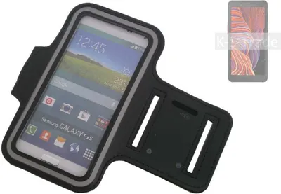 Produktbild von Kompatibel mit Samsung Galaxy XCover 5 Neopren Jogging Armband Sportarmband Oberarmband schwarz kompatibel mit Samsung Galaxy XCover 5 mit Reflektor