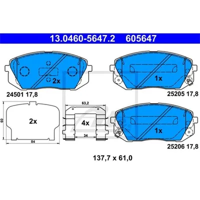 Produktbild von ATE Bremsbeläge vorne für Hyundai I40 Kia Optima Soul