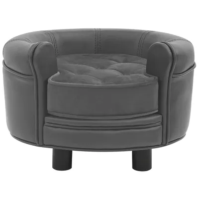 Produktbild von vidaXL Hundesofa Grau 48x48x32 cm Plüsch und Kunstleder