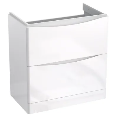 Image de Meuble sous lavabo avec 2 tiroirs Blanc brillant AUSTIN 79 x 82 x 45 cm Meuble de salle de bain avec fermeture douce Salle de bain