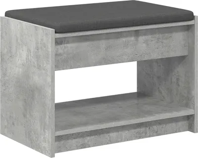 Immagine prodotto di vidaXL Panca da ingresso con cuscino e ripiano Grigio cemento 63 x 38 x 45 cm