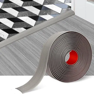 Produktbild von Einfache selbstklebende Vinyl-Übergangsstreifen - Sammeltreppenstufen - Platte Trennwand - Für den Anschluss von Bodenlücken, Teppichstufen und Kacheln (grau)