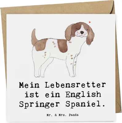 Produktbild von Mr. & Mrs. Panda Grußkarte English Springer Spaniel Lebensretter - Weiß - Geschenk, faltkarte, anlasskarte, Glückwunschkarte, doppelkarte, Klappkarte