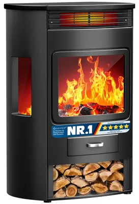 Produktbild von KESSER® Prio Elektrokamin mit Heizung Heizlüfter Fernbedienung WiFi App 950/1900 W Kamin elektrisch LED-Flammeneffekt Kaminfeuer Elektro Kamin mit Thermostat Panorama-Sichtfenster Heizfunktion Timer