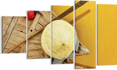 Produktbild von Bild auf Leinwand - Leinwandbild - 5 Teile - Asiatisch Boot Brücke - 100x60cm - Wand Bild - Wanddeko - Wandbilder - Leinwanddruck - Bilder - Wanddekoration - Leinwand bilder - Wandbild - EG100x60-4844