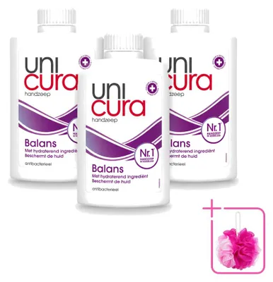 Imagen del producto de 3 unidades de recambio de jabón líquido Unicura Balans - 250 ml - Paquete económico - 3 piezas
