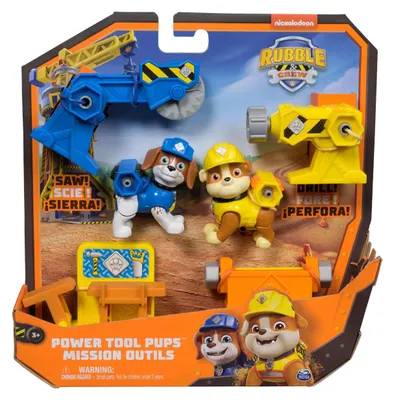 Produktbild von Rubble & Crew Power Tool Pups - Spielset mit 2 Hundefiguren Rubble und Wheeler, 2 Bauwerkzeugen und Bauzubehör, 3 Jahr(e), Mehrfarbig