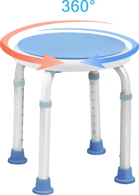 Produktbild von UISEBRT Duschstuhl 360° Drehbar Duschsitz Badestuhl Duschhocker Badhocker 7-Fach Verstellbar Max.136kg Rund Aluminium Plastik