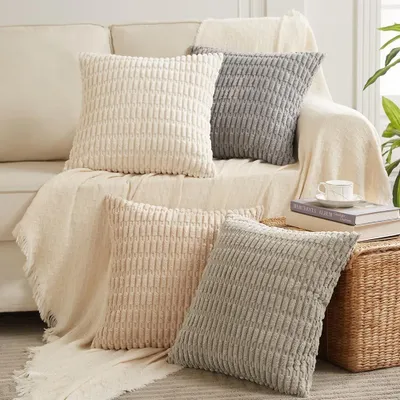 Obrázek produktu pro Omgoods – Sada 4 bohémských povlaků na polštáře, 65 x 65 cm – Měkké a moderní, vhodné do obývacího pokoje i ložnice