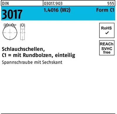 Produktbild von Reyher  Schlauchschellen DIN3017 C1 174-187/30 W2 (10 Stück)