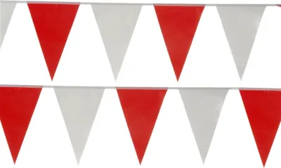 Produktbild von 14415 Wimpelkette - rot/weiß, Kunststoff, 10 m