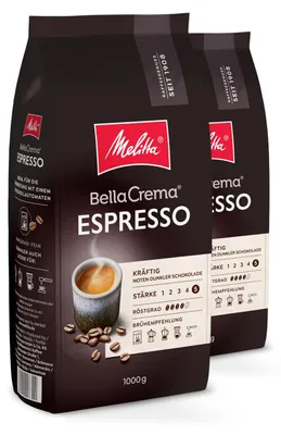 Produktbild von Melitta BellaCrema Espresso Kaffee-Bohnen, für Kaffee-Vollautomaten, im Set