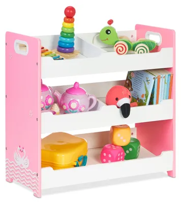 Produktbild von 5-Fächer Spielzeugregal aus MDF für Kinder, Weiß/Rosa