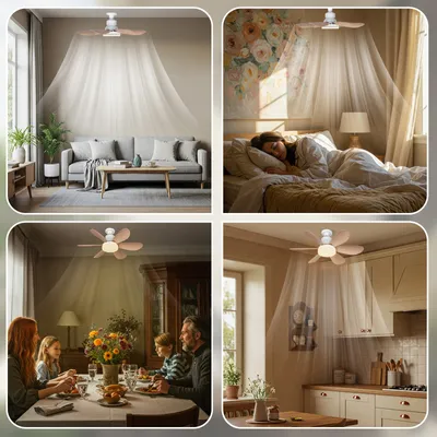 Produktbild von 40W 52CM Deckenventilator mit Beleuchtung, LED Deckenleuchte mit Ventilator, 3 Windstufen,  3 Modi, Timer,  Leise Lampe mit Ventilator Schlafzimmer