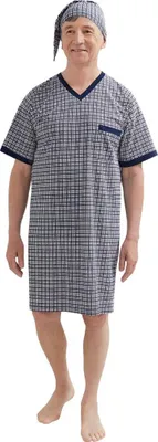 Immagine prodotto di Camicia da notte Martel Sylwester da uomo con cappuccio da notte, blu navy - maniche corte