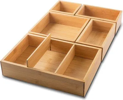 Produktbild von Famanu Lade-Organizer aus Bambus - 5-teilig - 27 x 45,5 x 5,5 cm