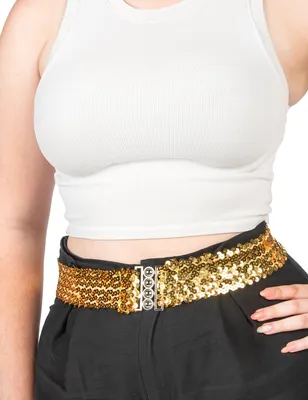 Produktbild von goldgürtel mit Pailletten Damen 60 cm