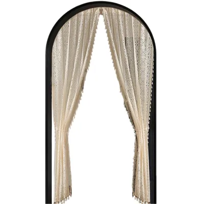 Produktbild von 2 Stück Böhmische Türvorhang, Elegante Spitze Geblümt Bestickte Scheibengardine, Größe: 100x140cm, Stil: A