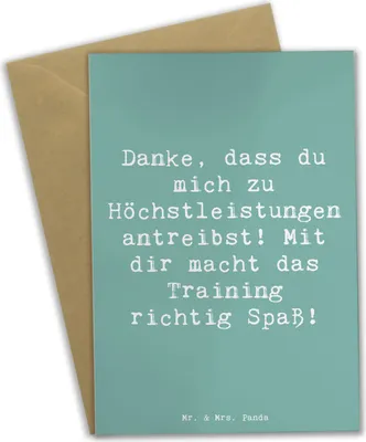 Produktbild von Mr. & Mrs. Panda Grußkarte Spruch Motivierender Fitness-Trainer - Meeresbrise - Geschenk, osterkarten, Motivation, Danke sagen, besondere Momente, einladungskarten