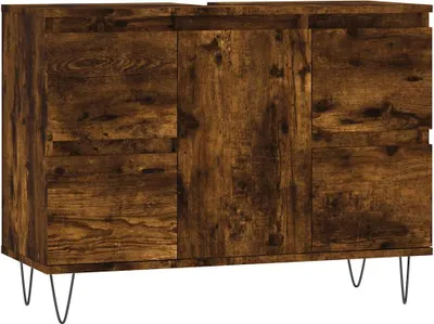 Obrázek produktu pro vidaXL Koupelnová skříňka Smoked Oak 80x33x60 cm Materiál dřeva